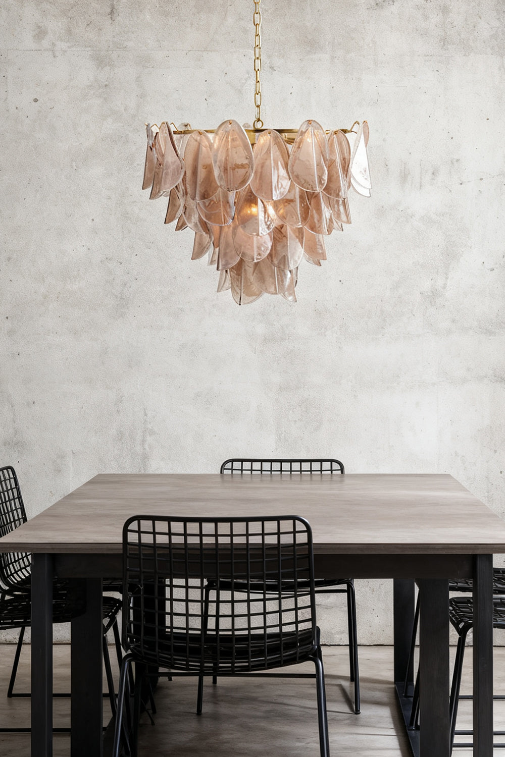 Murano Magnolia Smoke & White Glass Chandelier