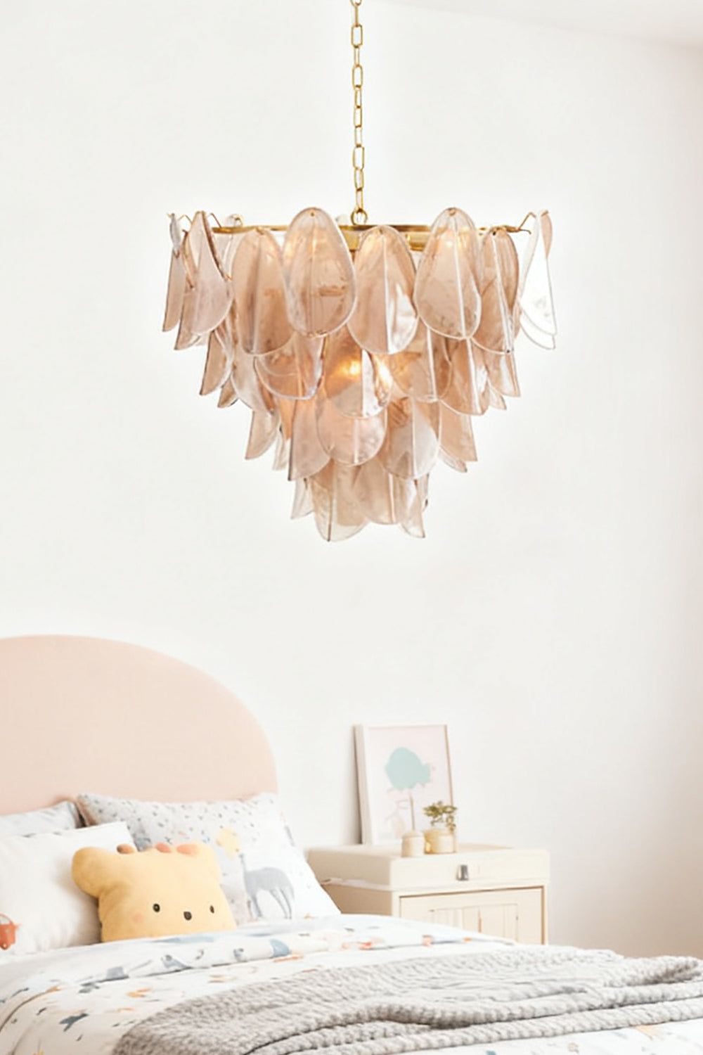 Murano Magnolia Smoke & White Glass Chandelier