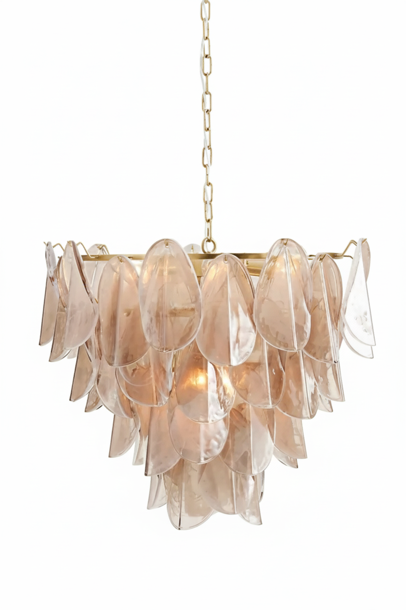 Murano Magnolia Smoke & White Glass Chandelier