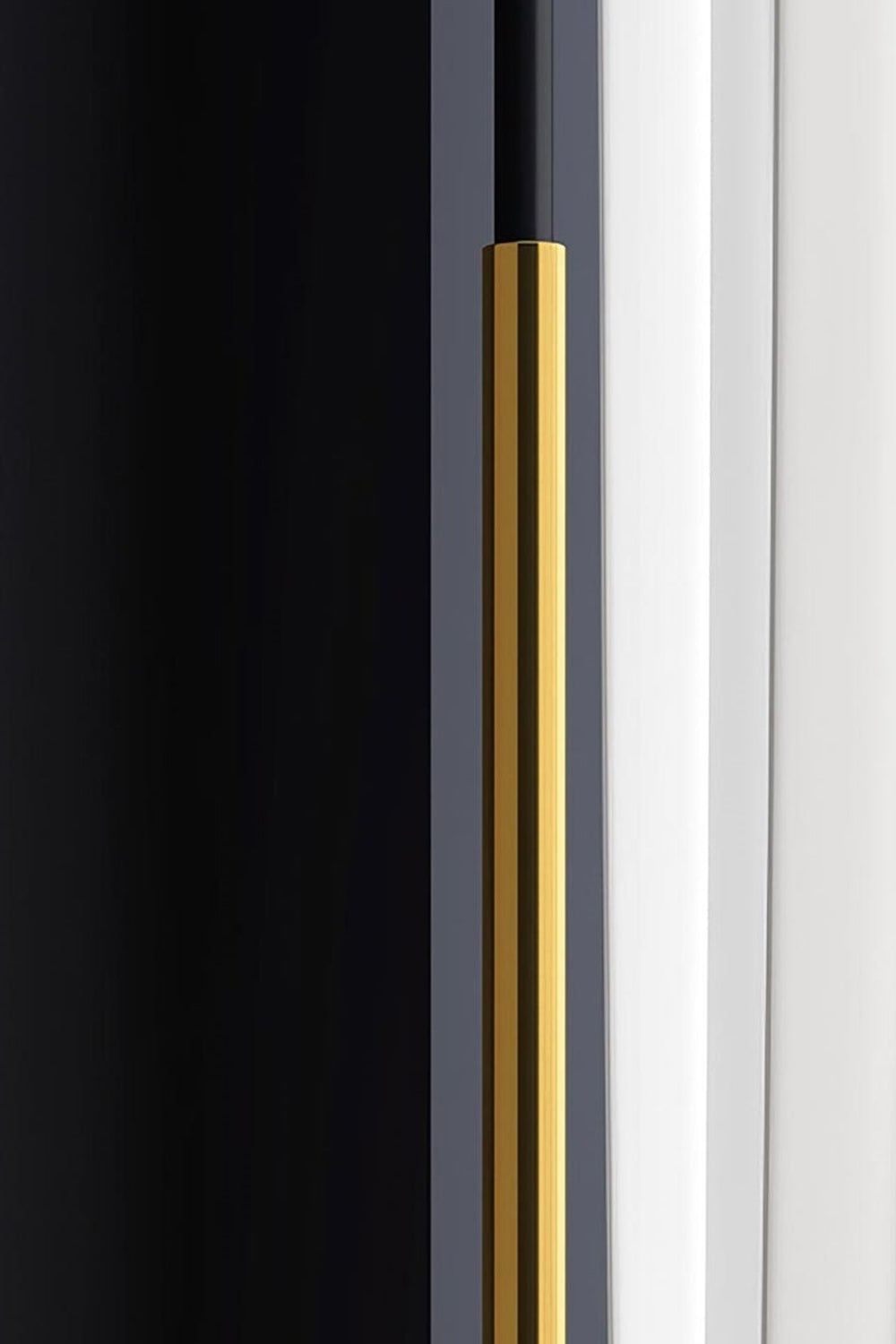Marlowe Gooseneck Reading Floor Lamp | Matte Black and Brass | Close-up shot showing the seamless black gooseneck and brass pole connection | Samu Lamp