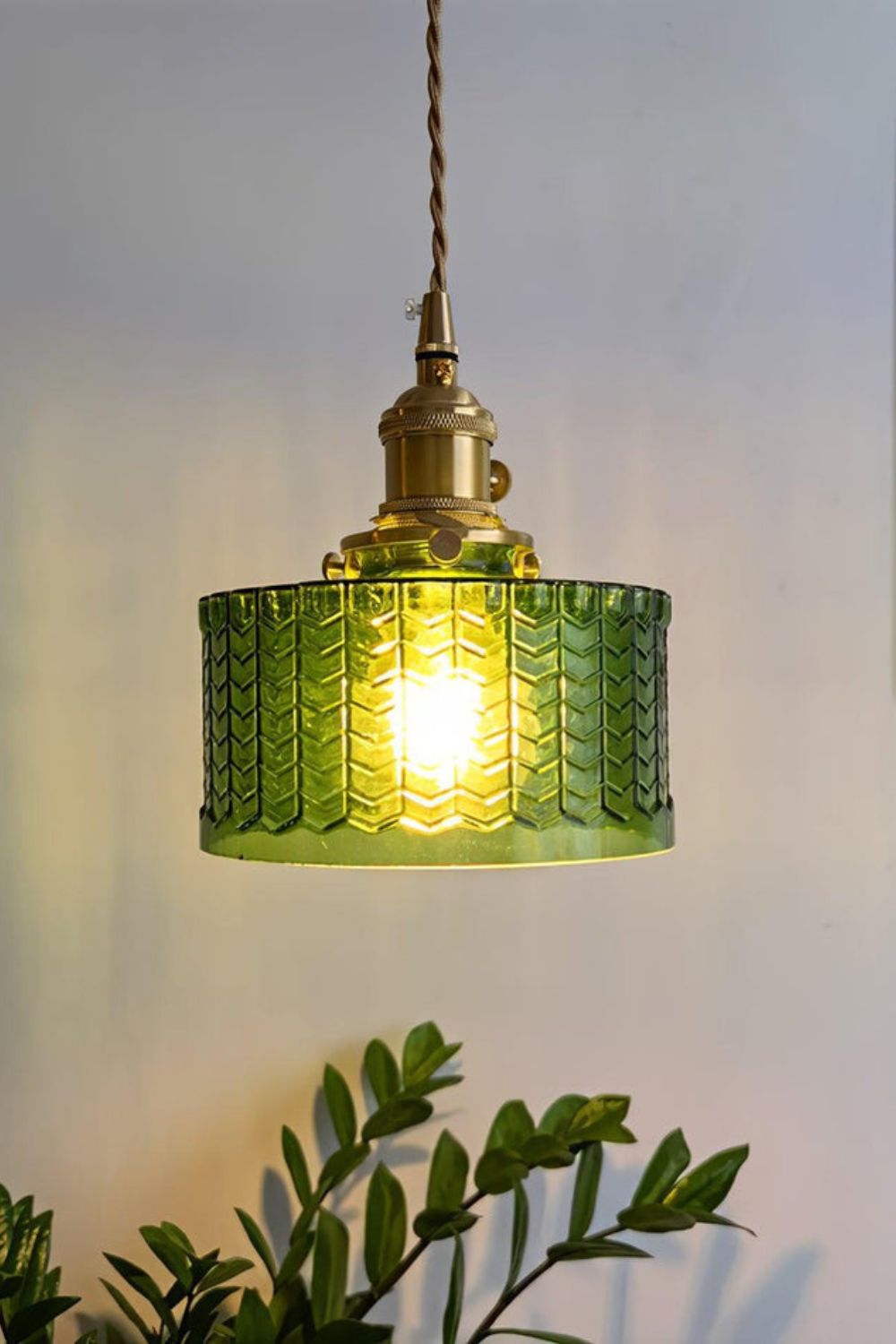 Matilda Emerald Patterned Glass Pendant Light