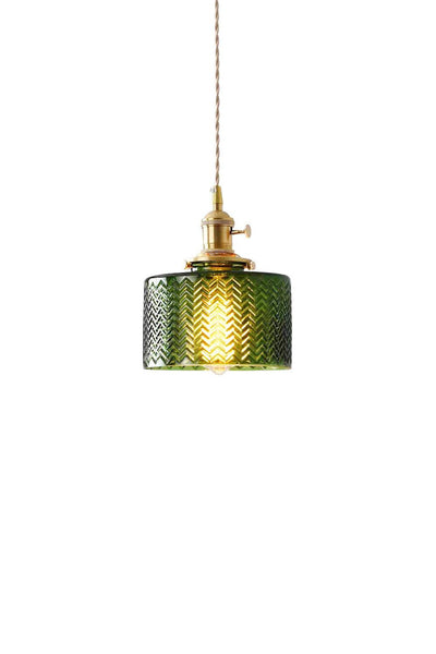 Matilda Emerald Patterned Glass Pendant Light