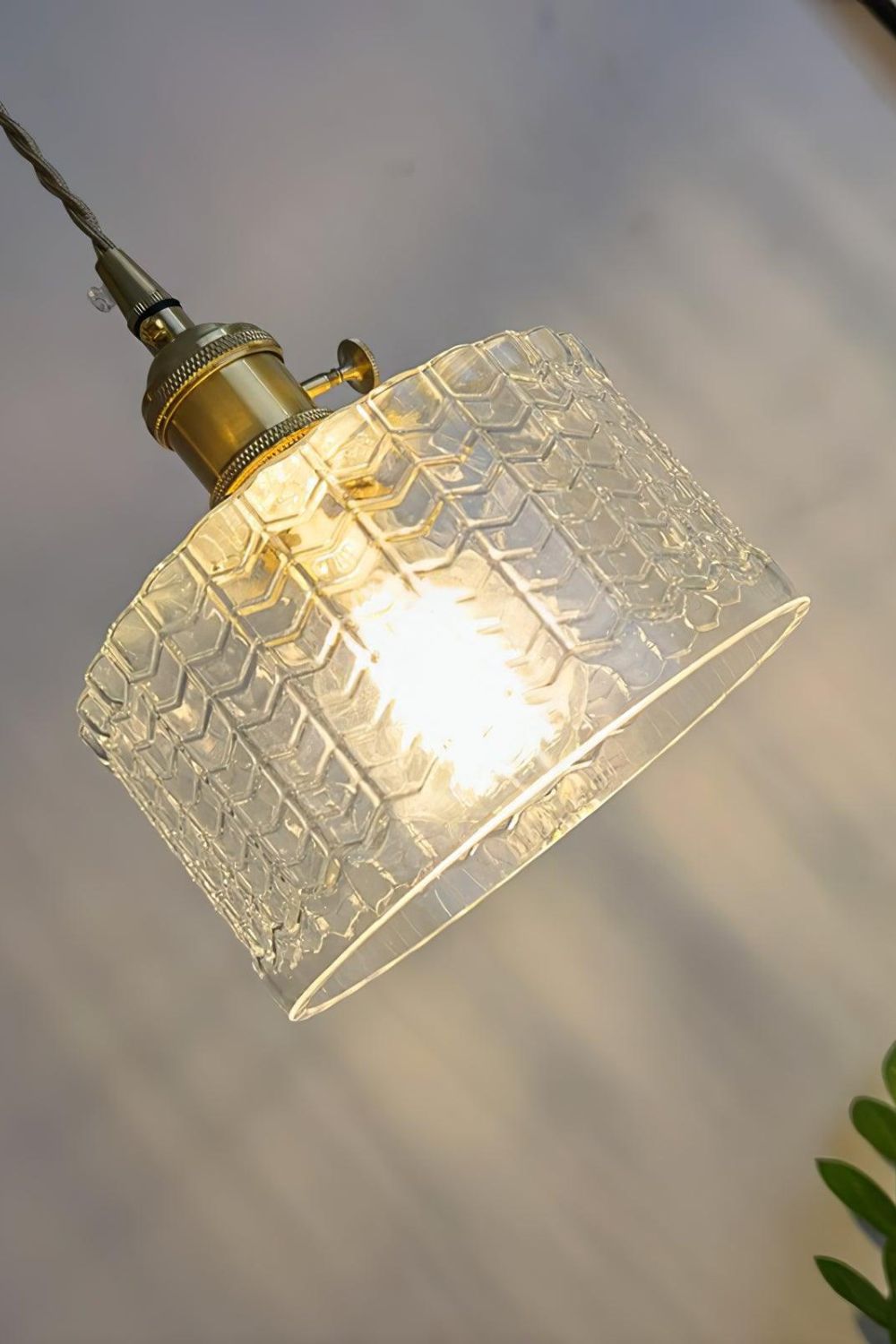 Matilda Emerald Patterned Glass Pendant Light