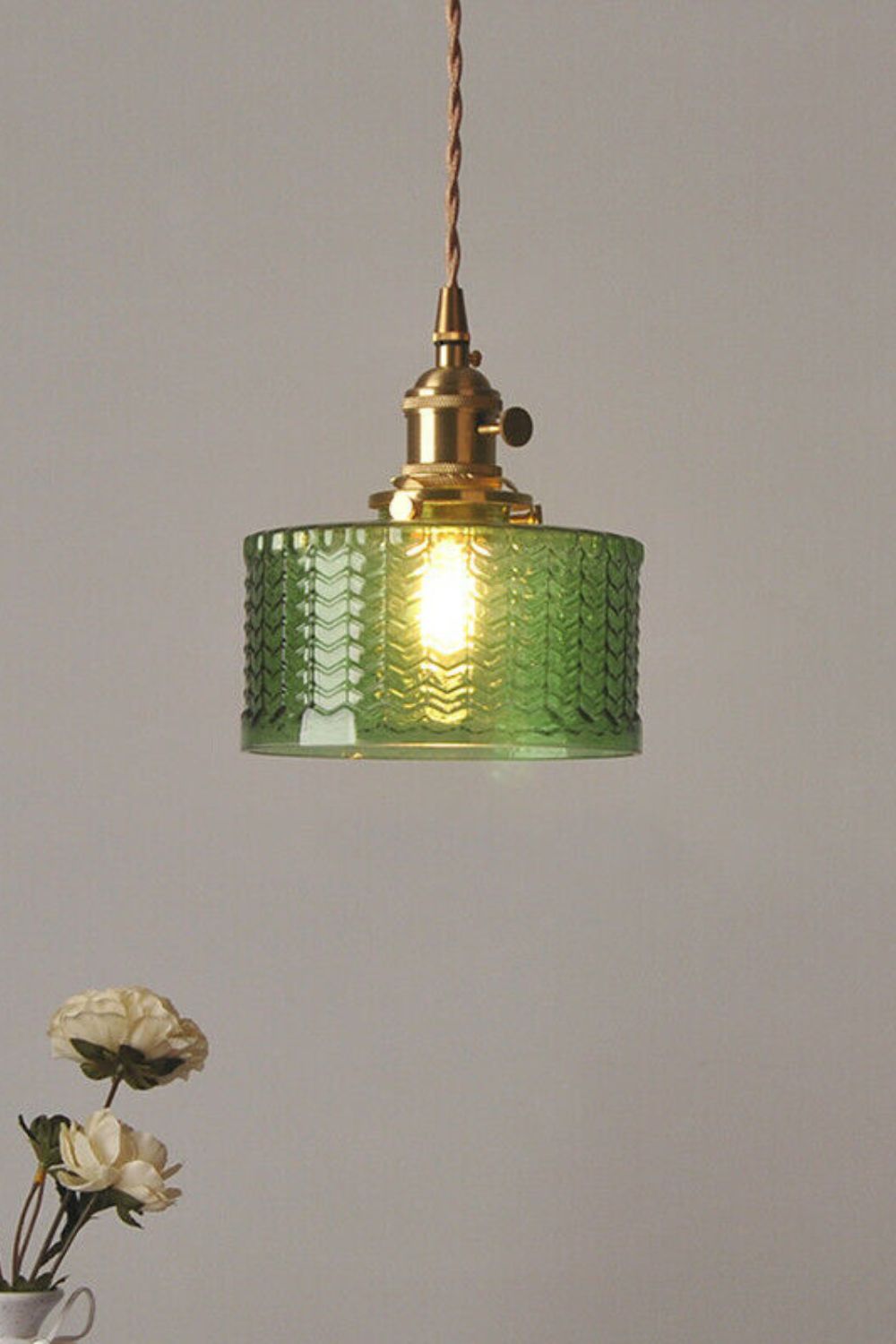 Matilda Emerald Patterned Glass Pendant Light