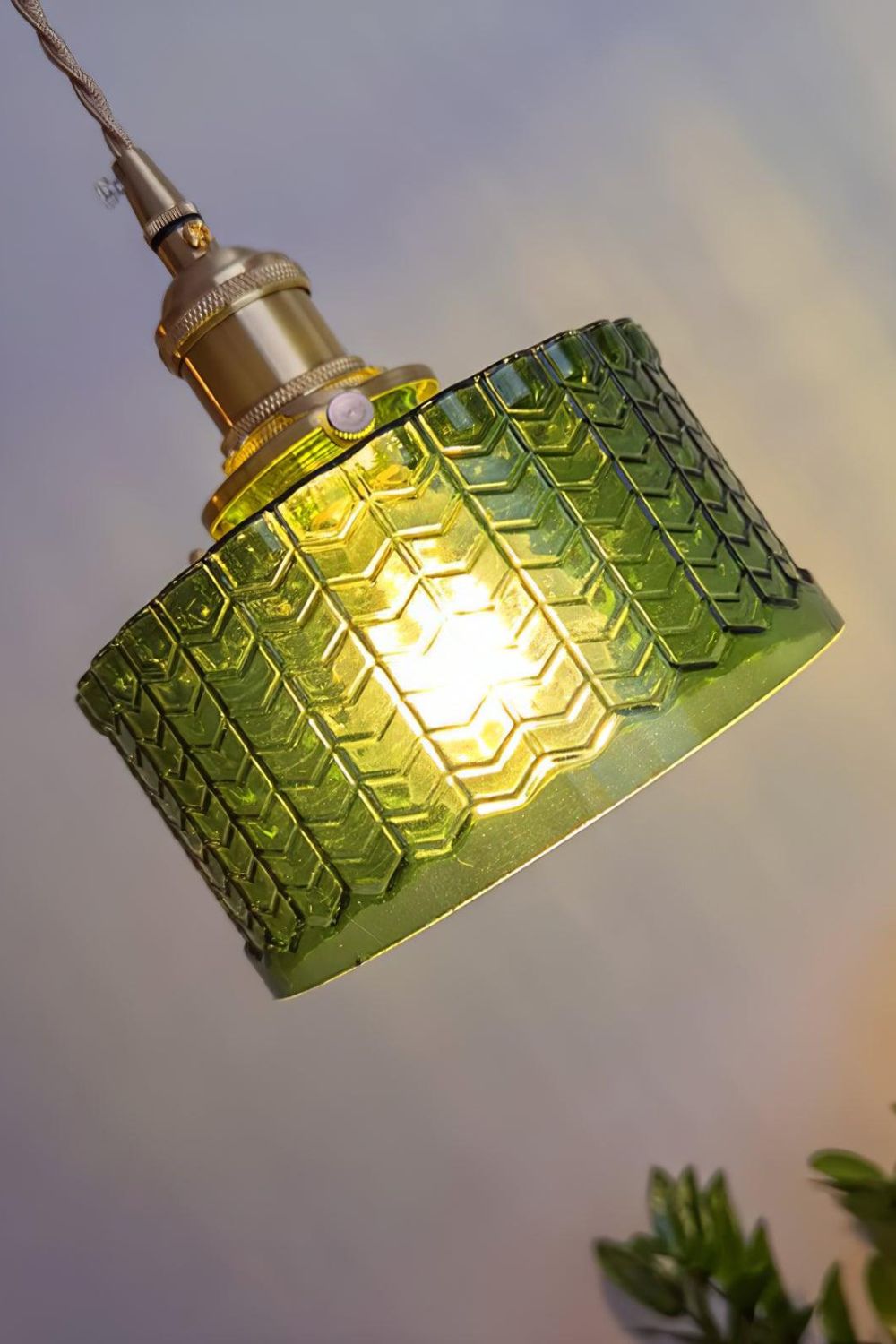 Matilda Emerald Patterned Glass Pendant Light