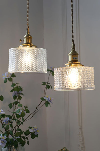 Matilda Emerald Patterned Glass Pendant Light