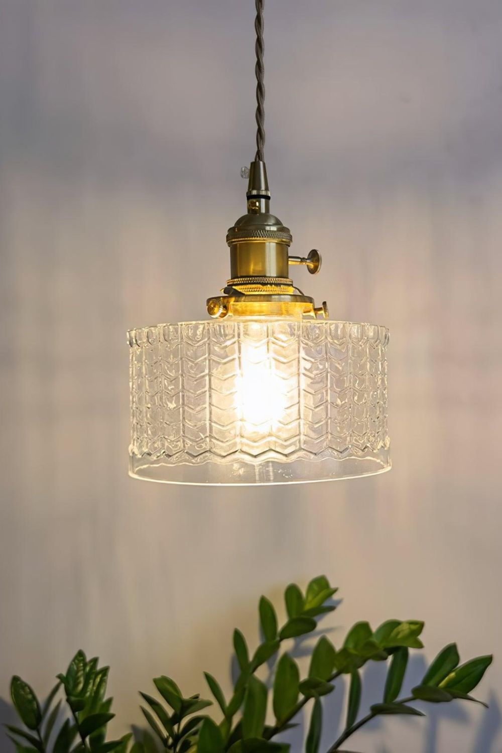 Matilda Emerald Patterned Glass Pendant Light