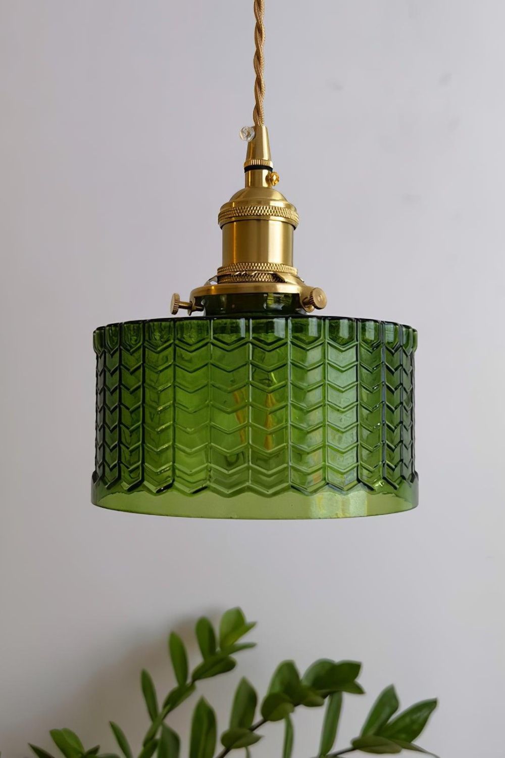 Matilda Emerald Patterned Glass Pendant Light