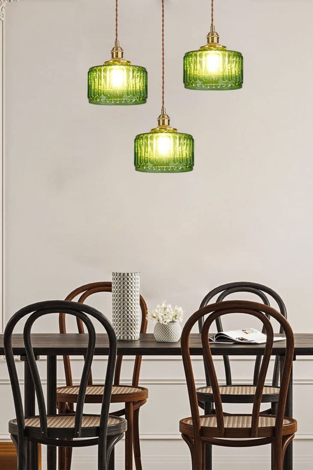 Matilda Emerald Patterned Glass Pendant Light