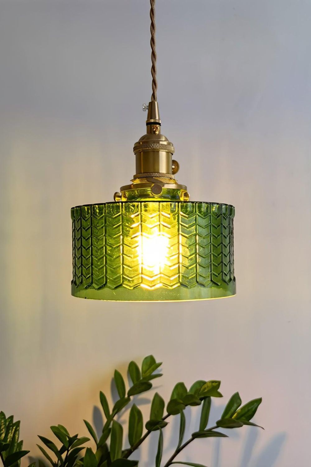 Matilda Emerald Patterned Glass Pendant Light