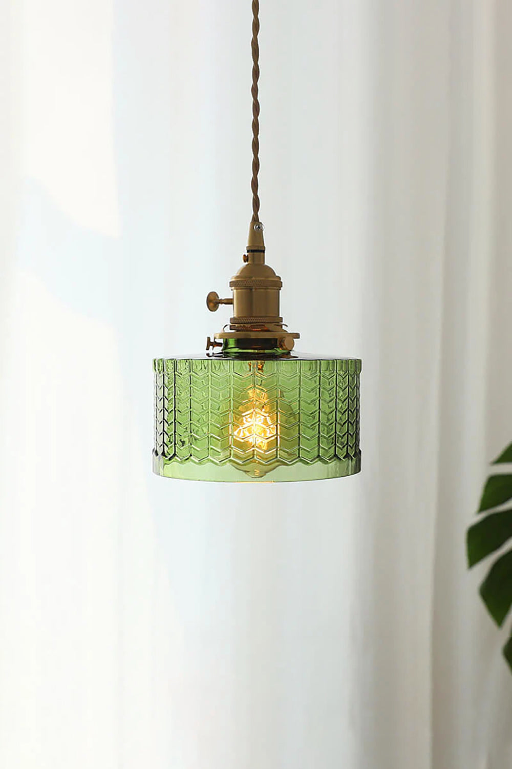 Matilda Emerald Patterned Glass Pendant Light