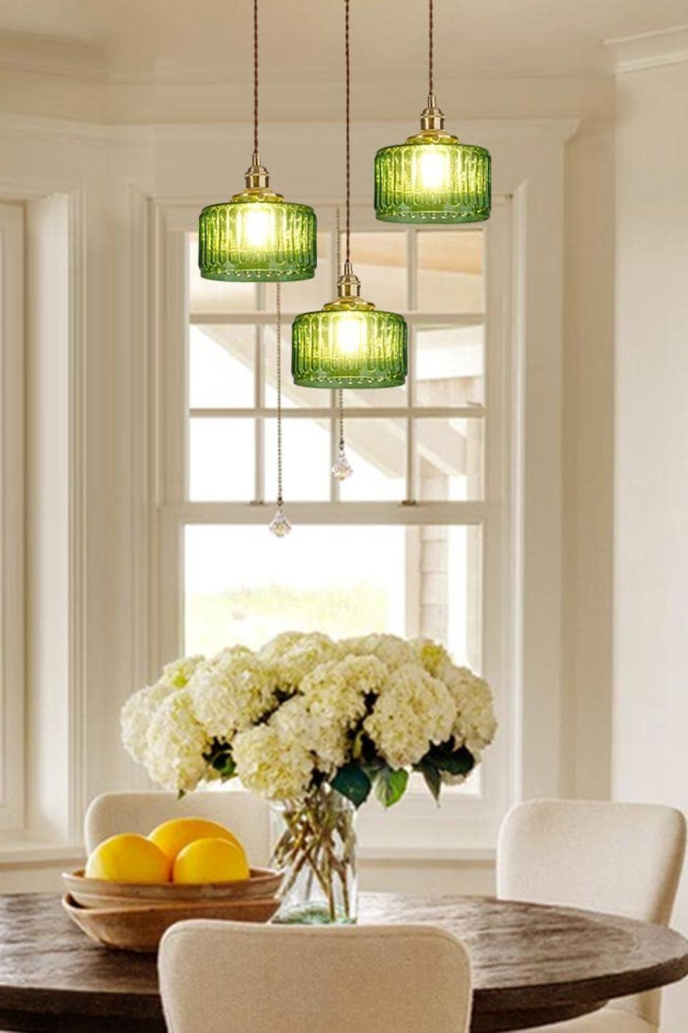 Matilda Emerald Patterned Glass Pendant Light