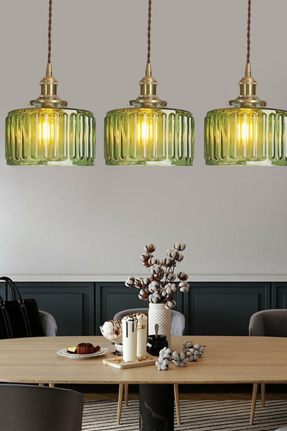 Matilda Emerald Patterned Glass Pendant Light