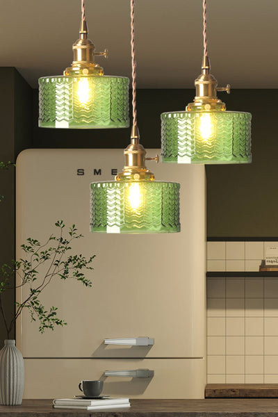 Matilda Emerald Patterned Glass Pendant Light