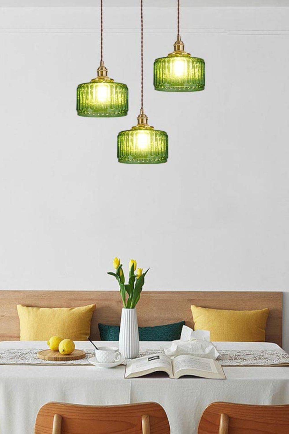 Matilda Emerald Patterned Glass Pendant Light