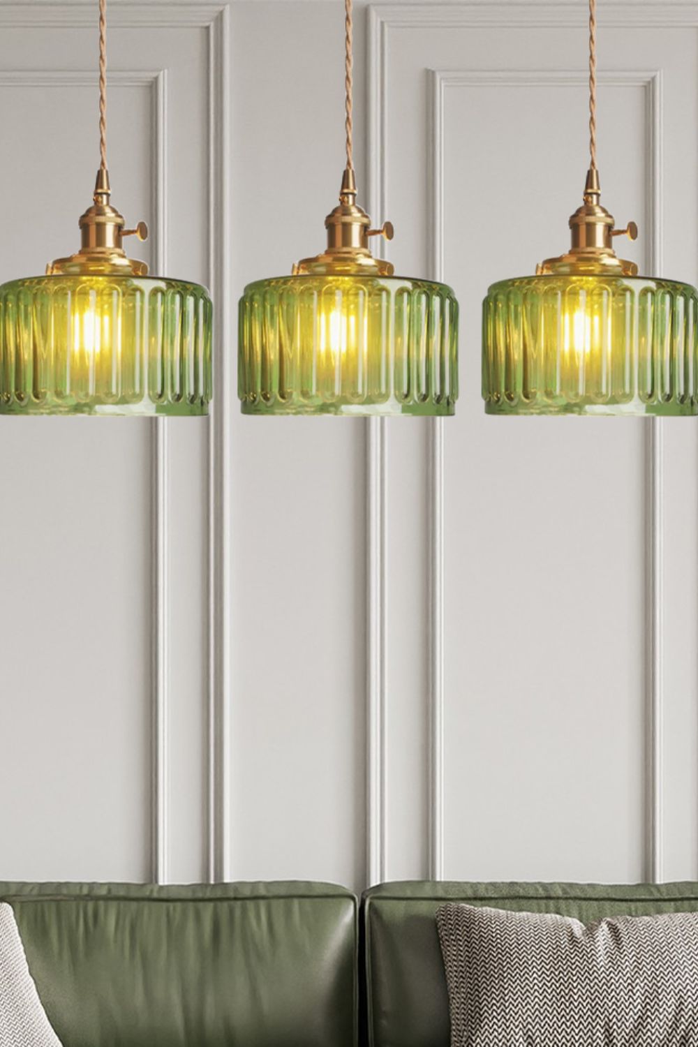 Matilda Emerald Patterned Glass Pendant Light