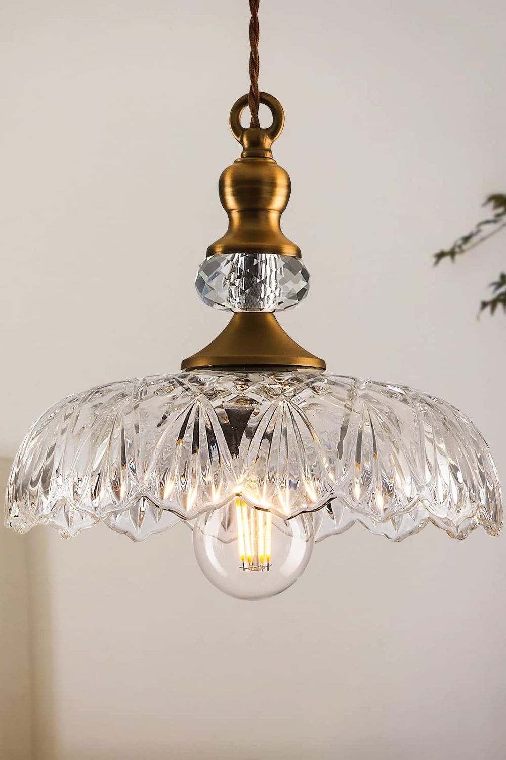 Mid-Century Clear Glass Pendant Light