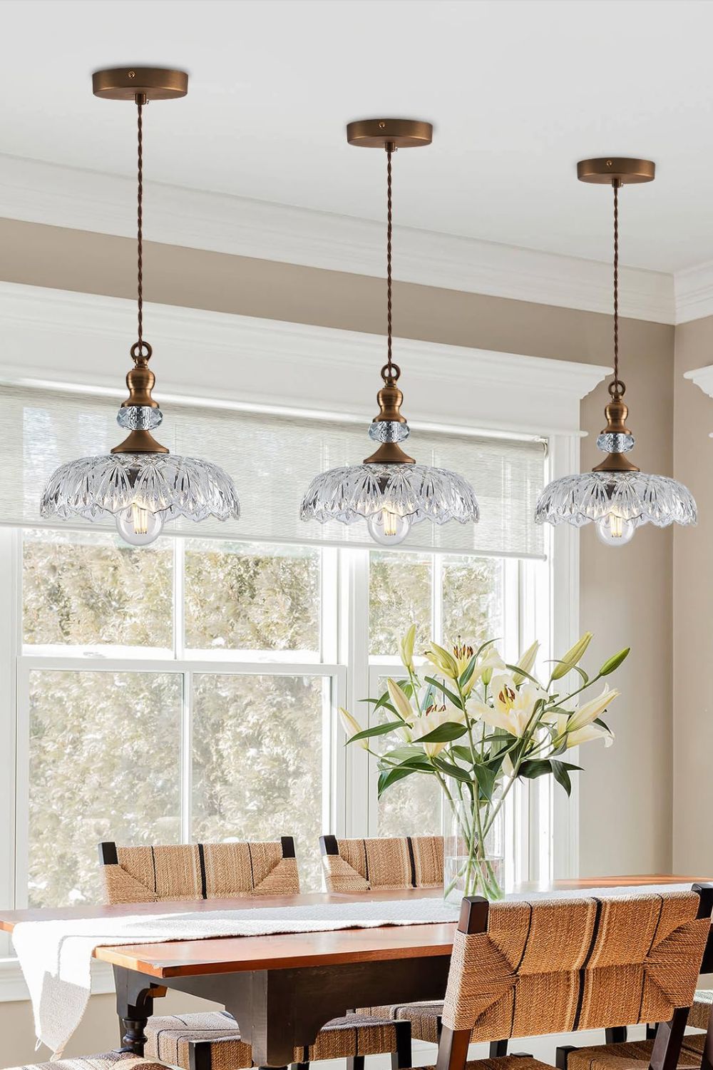 Mid-Century Clear Glass Pendant Light