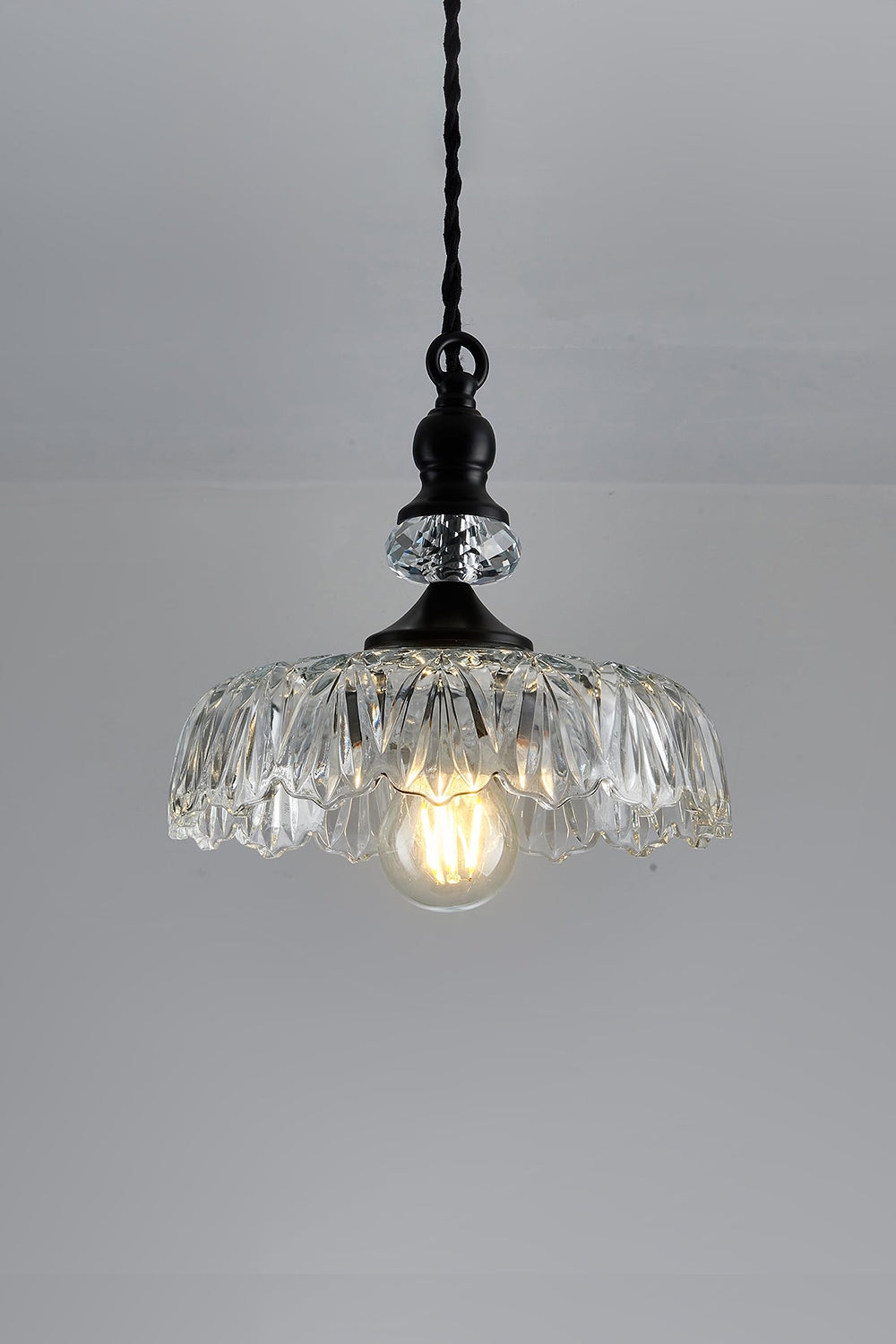 Mid-Century Clear Glass Pendant Light