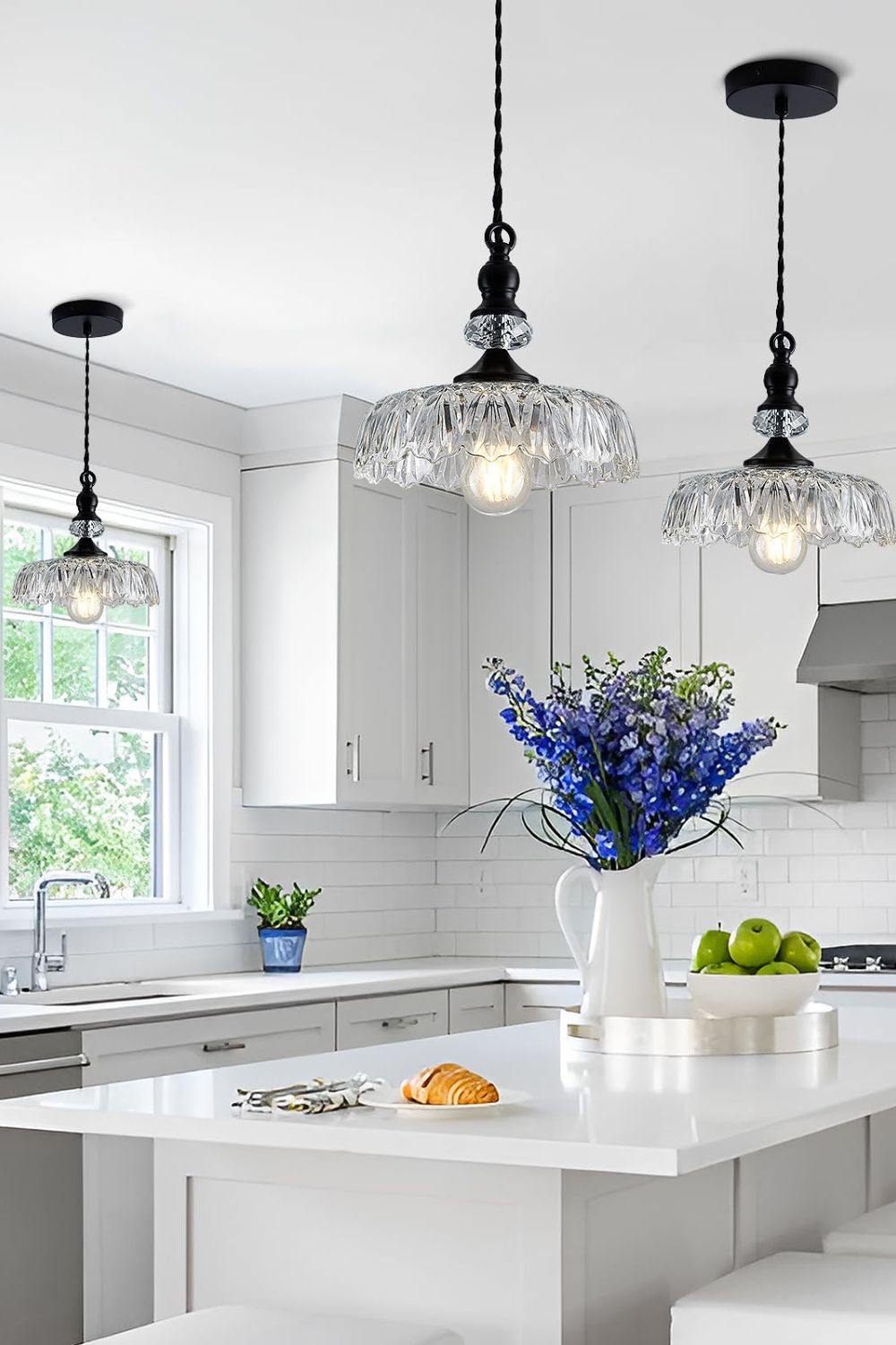 Mid-Century Clear Glass Pendant Light