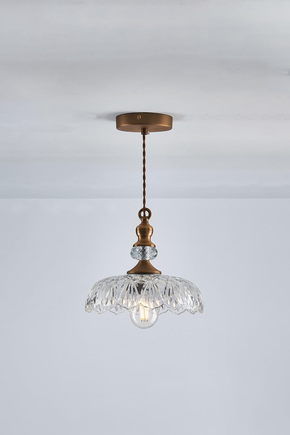 Mid-Century Clear Glass Pendant Light