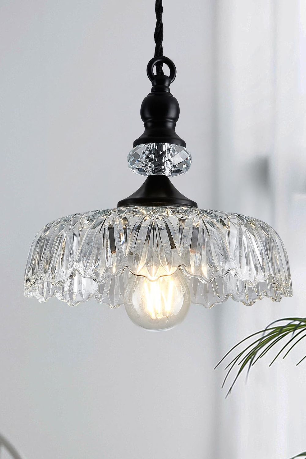 Mid-Century Clear Glass Pendant Light