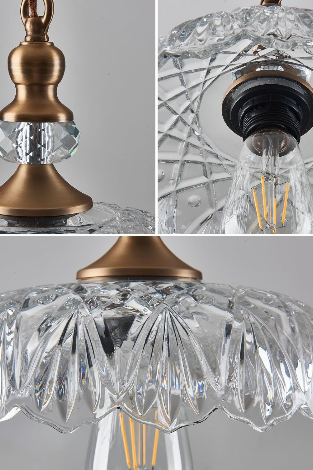 Mid-Century Clear Glass Pendant Light