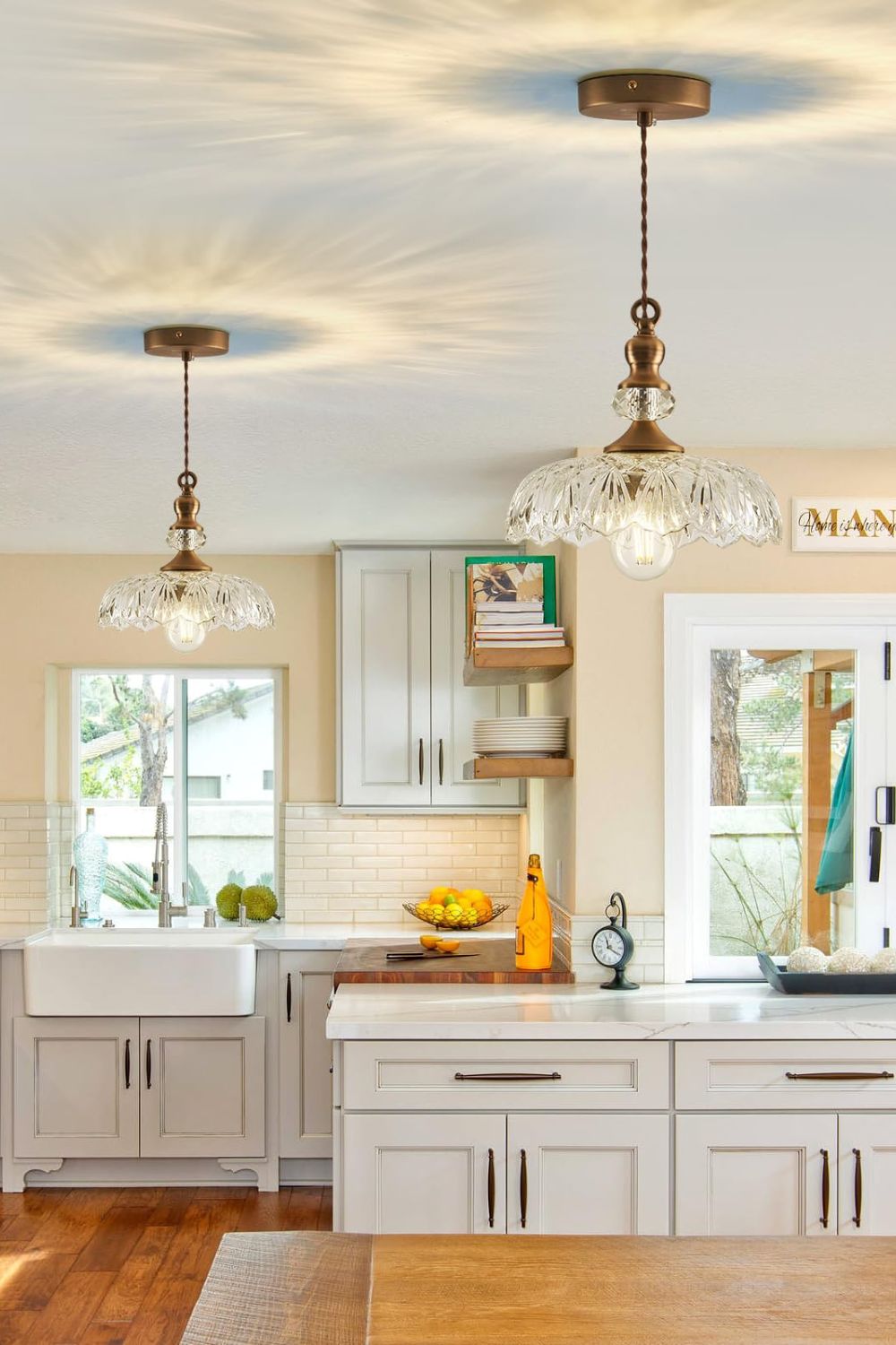 Mid-Century Clear Glass Pendant Light