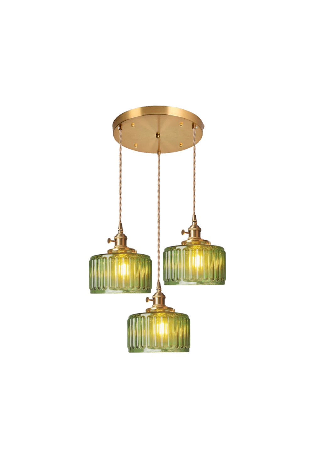 Mid-Century Grooved Glass Pendant Lamp