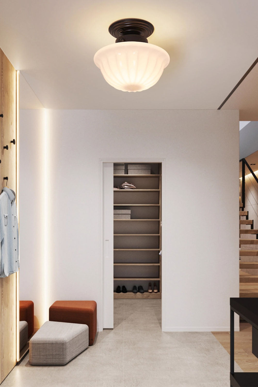 Milk Glass Ceiling Light