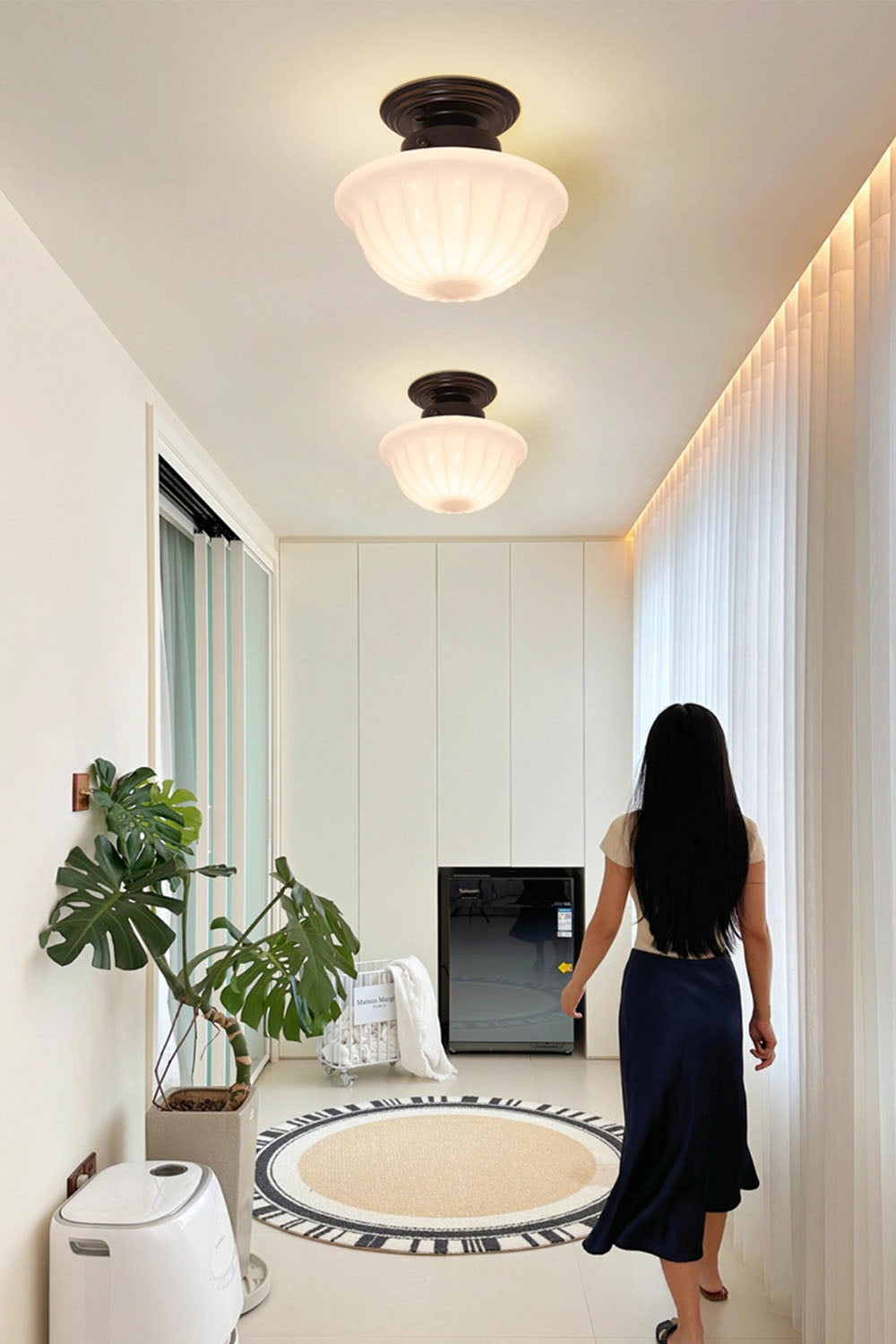 Milk Glass Ceiling Light