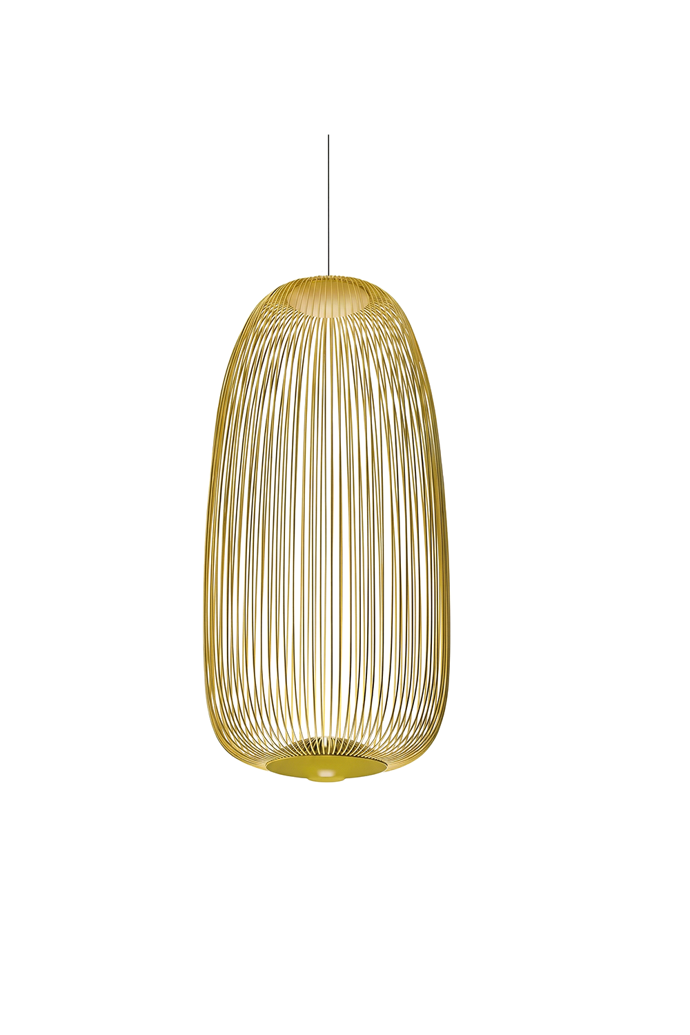 minimalist elliptical wire cage pendant light | Aluminum | Front view isolated on white background | Samu Lamp