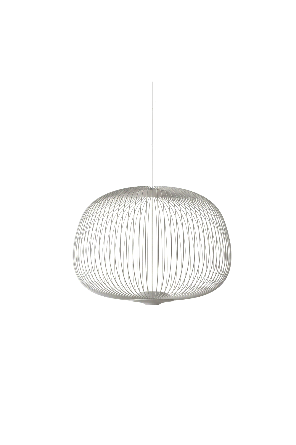 minimalist elliptical wire cage pendant light | Aluminum | Front view isolated on white background | Samu Lamp