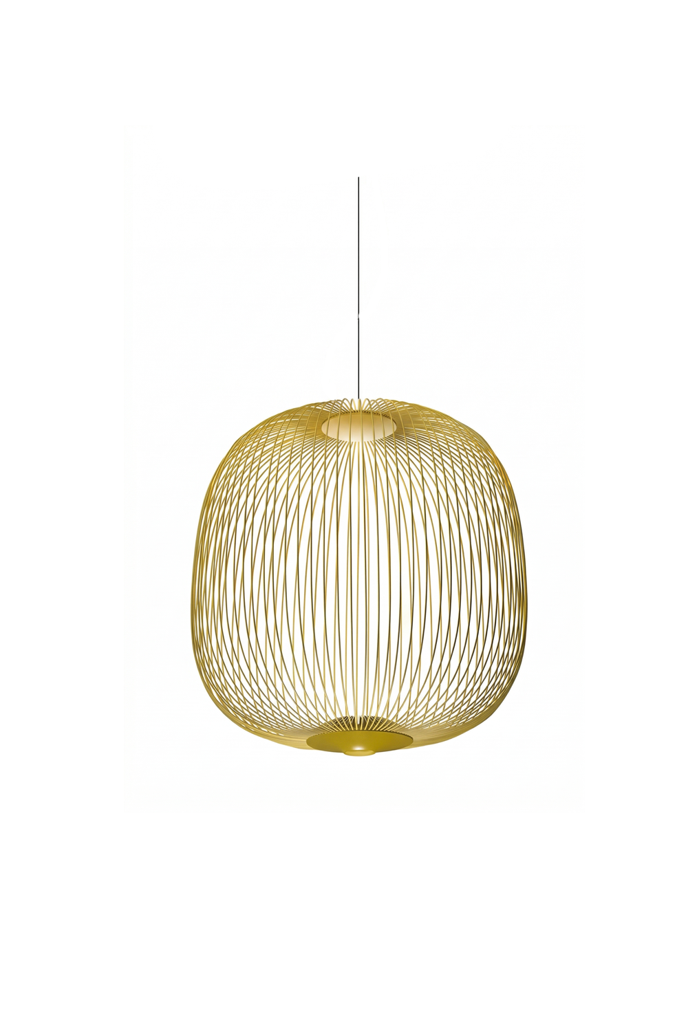 minimalist elliptical wire cage pendant light | Aluminum | Front view isolated on white background | Samu Lamp
