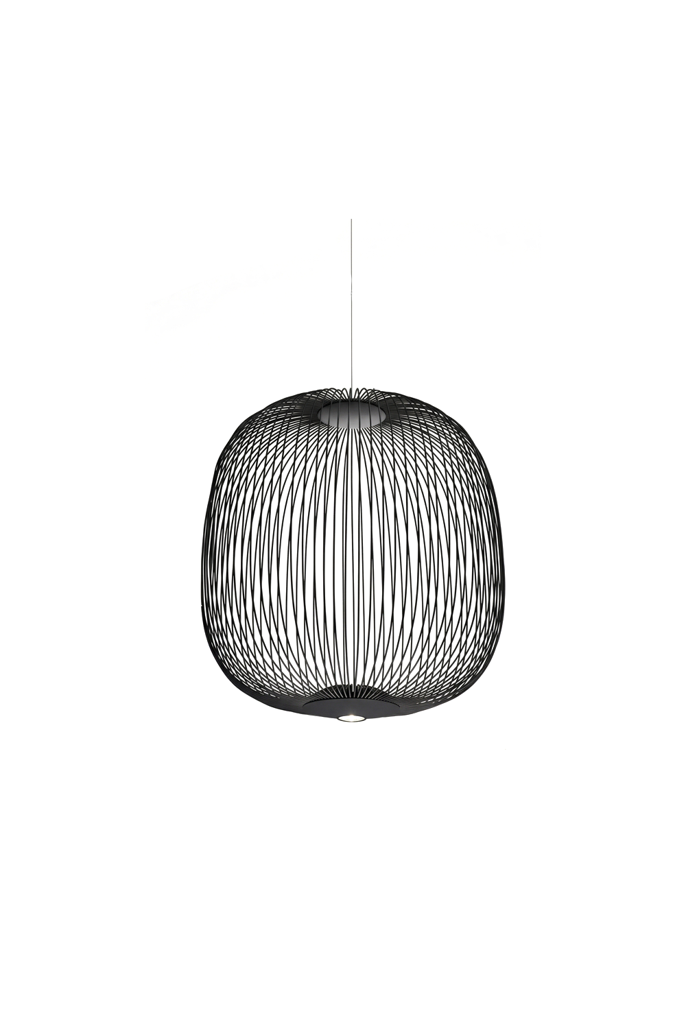 minimalist elliptical wire cage pendant light | Aluminum | Front view isolated on white background | Samu Lamp