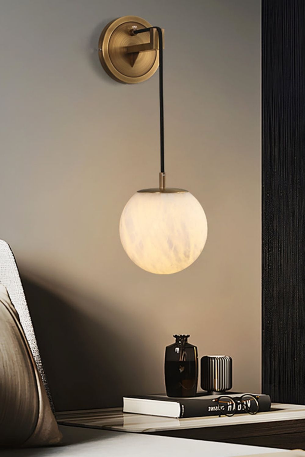 Minimalist Spherical Alabaster Wall Lamp