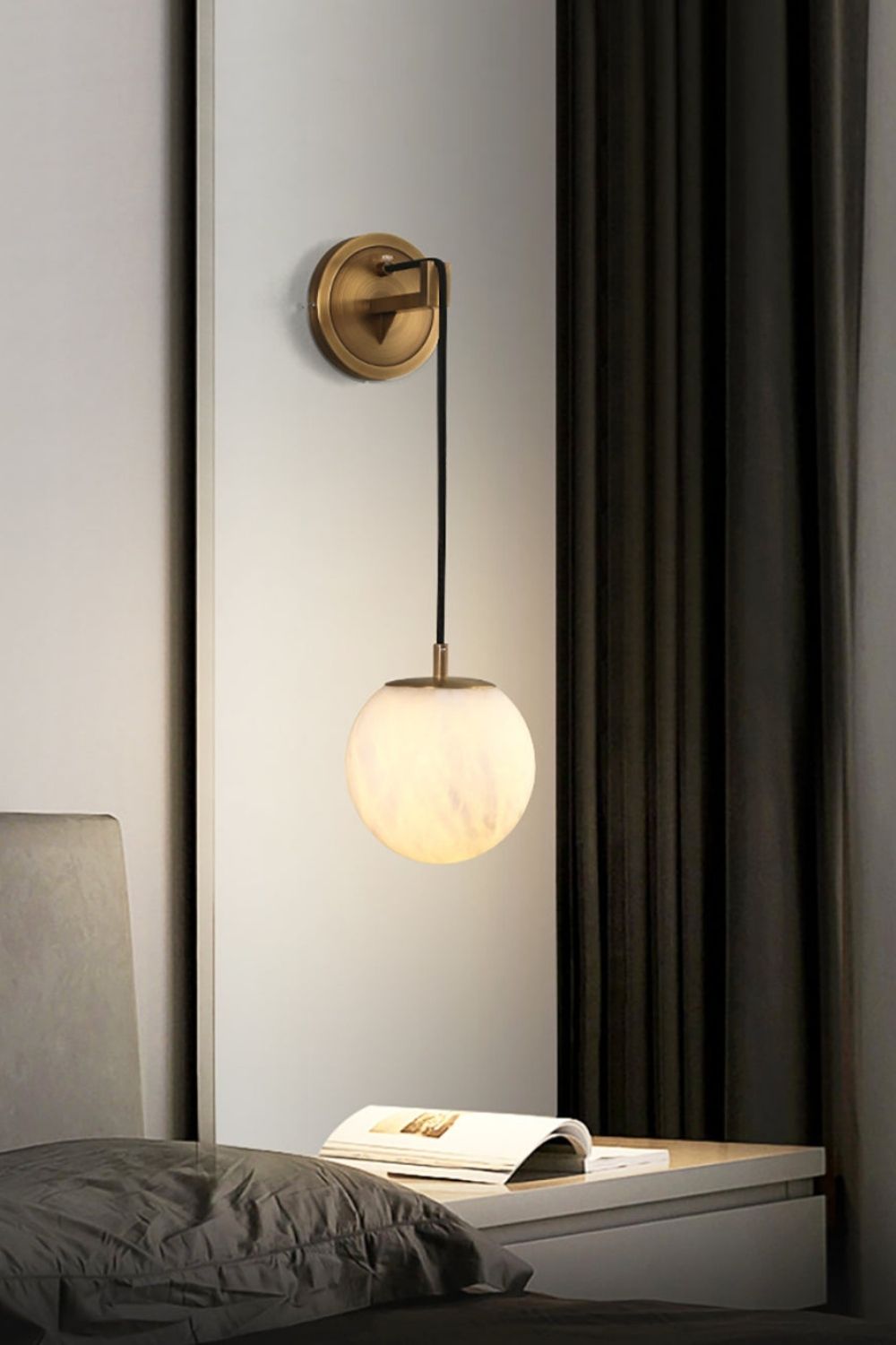Minimalist Spherical Alabaster Wall Lamp