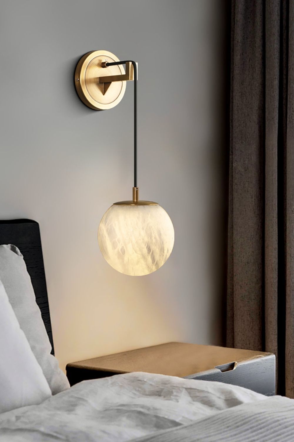 Minimalist Spherical Alabaster Wall Lamp