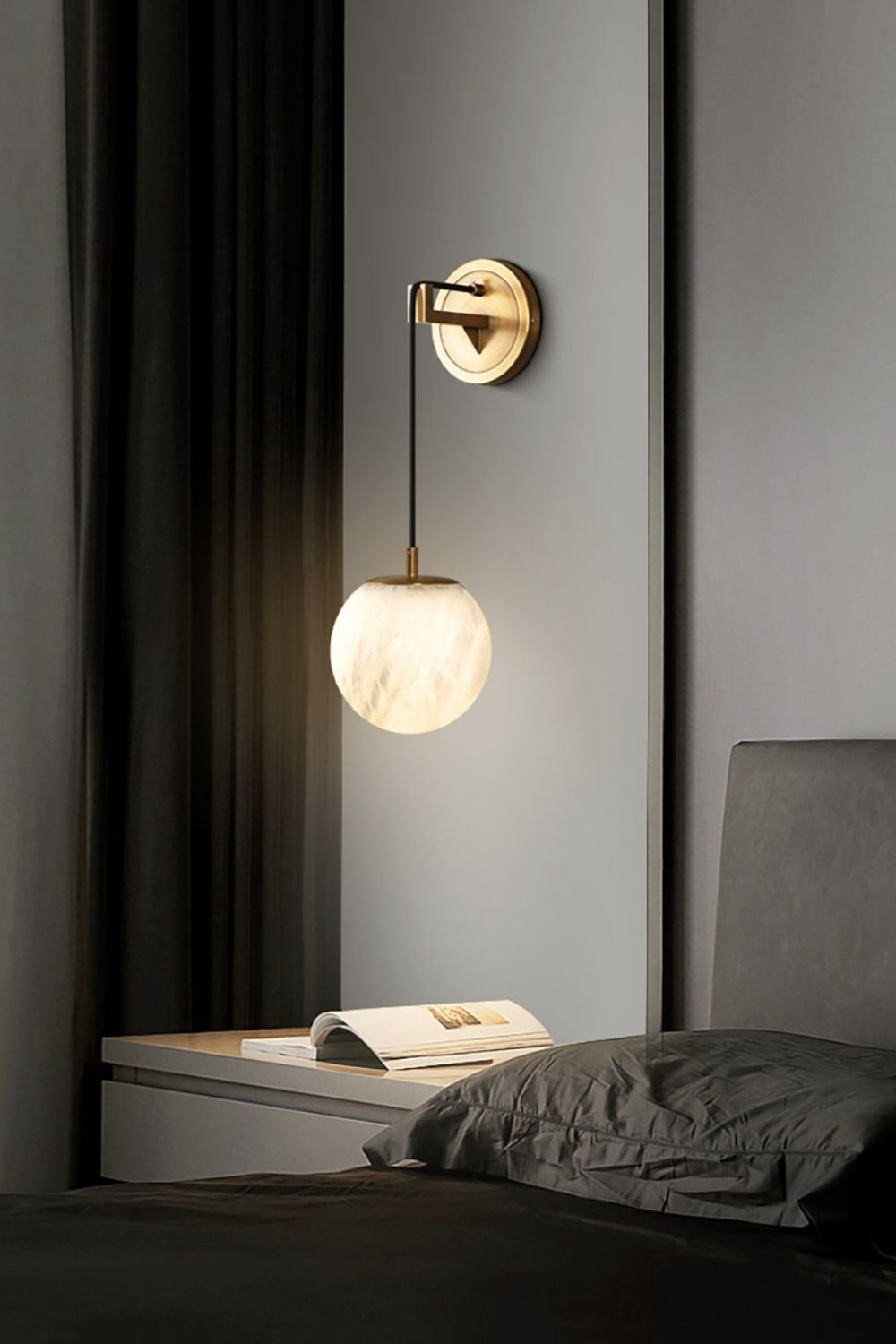 Minimalist Spherical Alabaster Wall Lamp