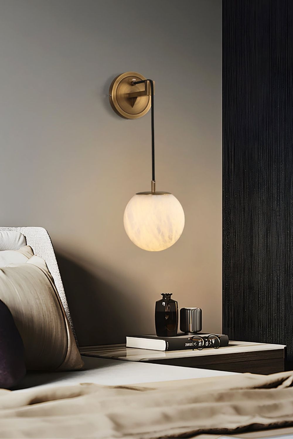 Minimalist Spherical Alabaster Wall Lamp