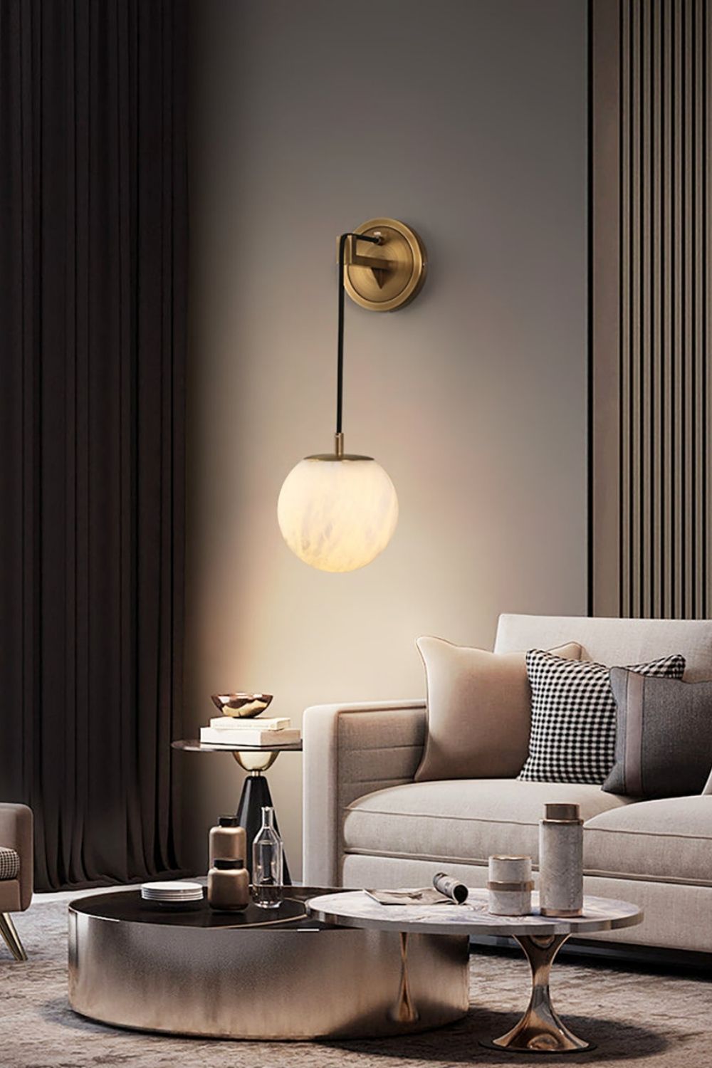 Minimalist Spherical Alabaster Wall Lamp