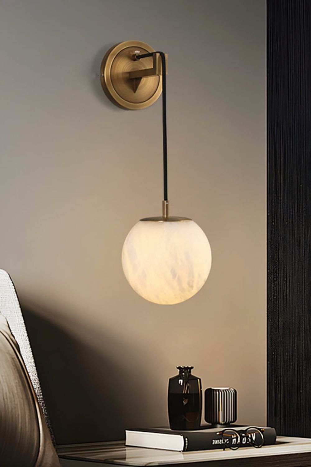 Minimalist Spherical Alabaster Wall Lamp