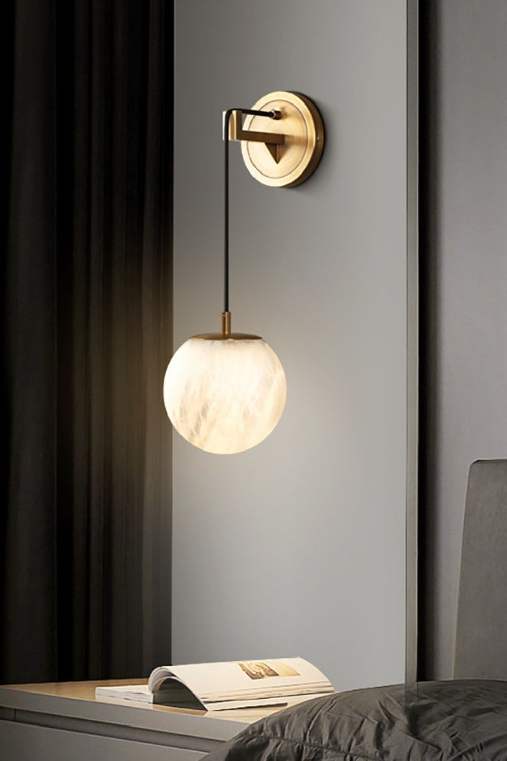 Minimalist Spherical Alabaster Wall Lamp