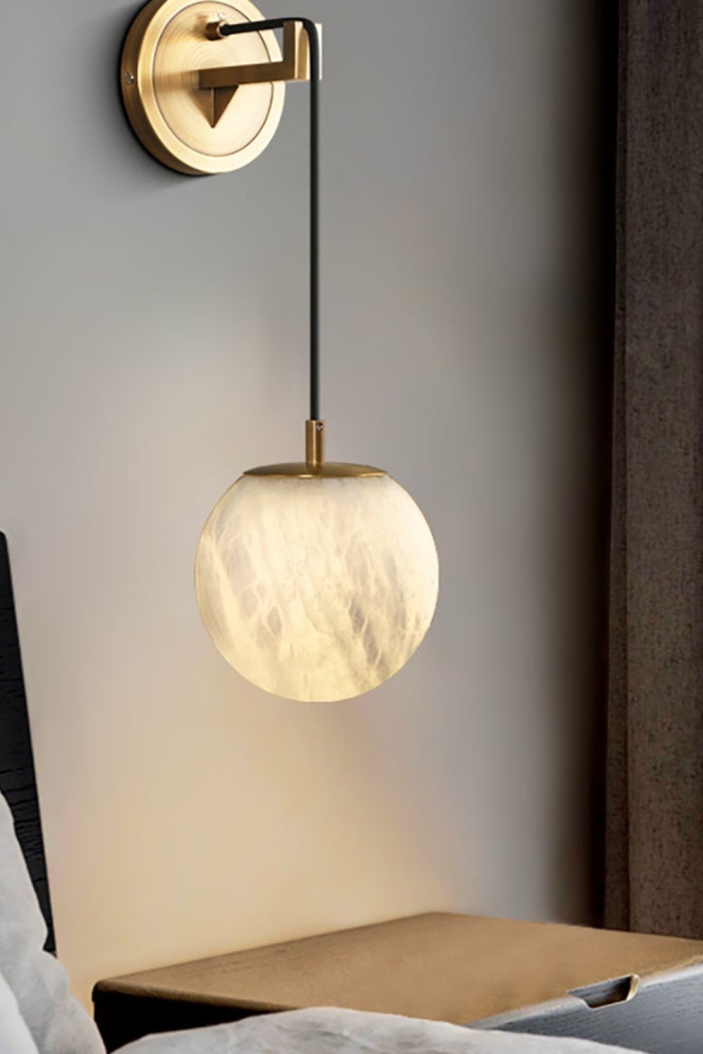 Minimalist Spherical Alabaster Wall Lamp