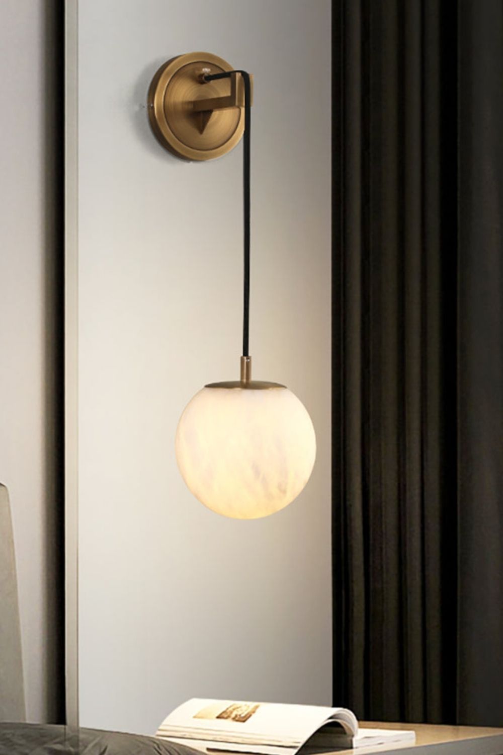 Minimalist Spherical Alabaster Wall Lamp