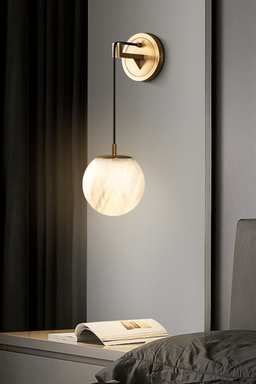 Minimalist Spherical Alabaster Wall Lamp