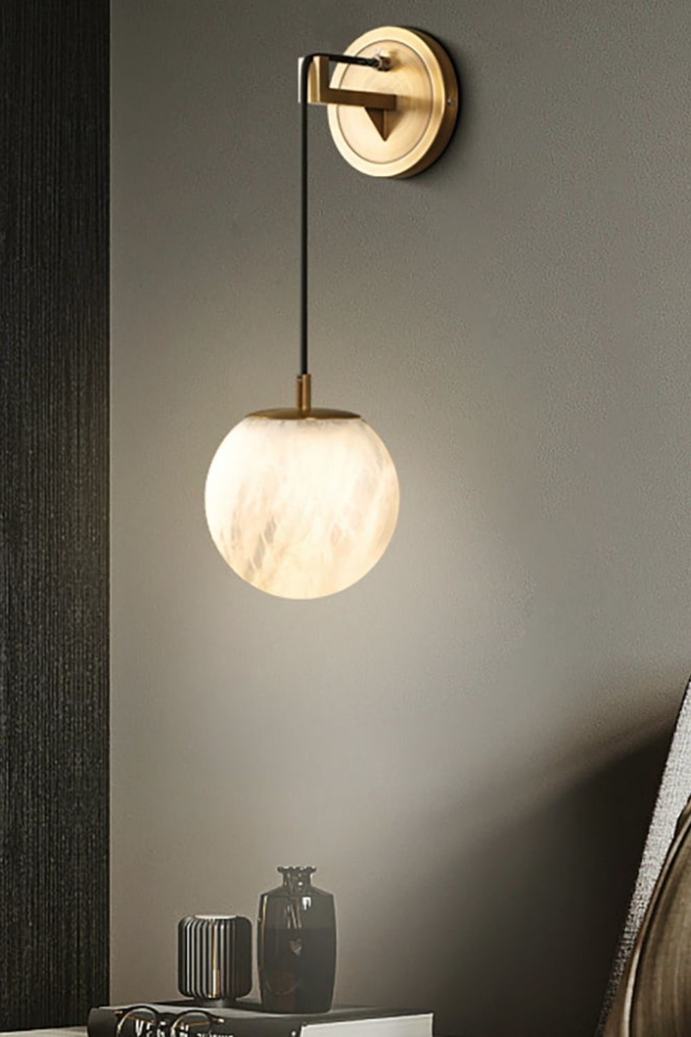 Minimalist Spherical Alabaster Wall Lamp