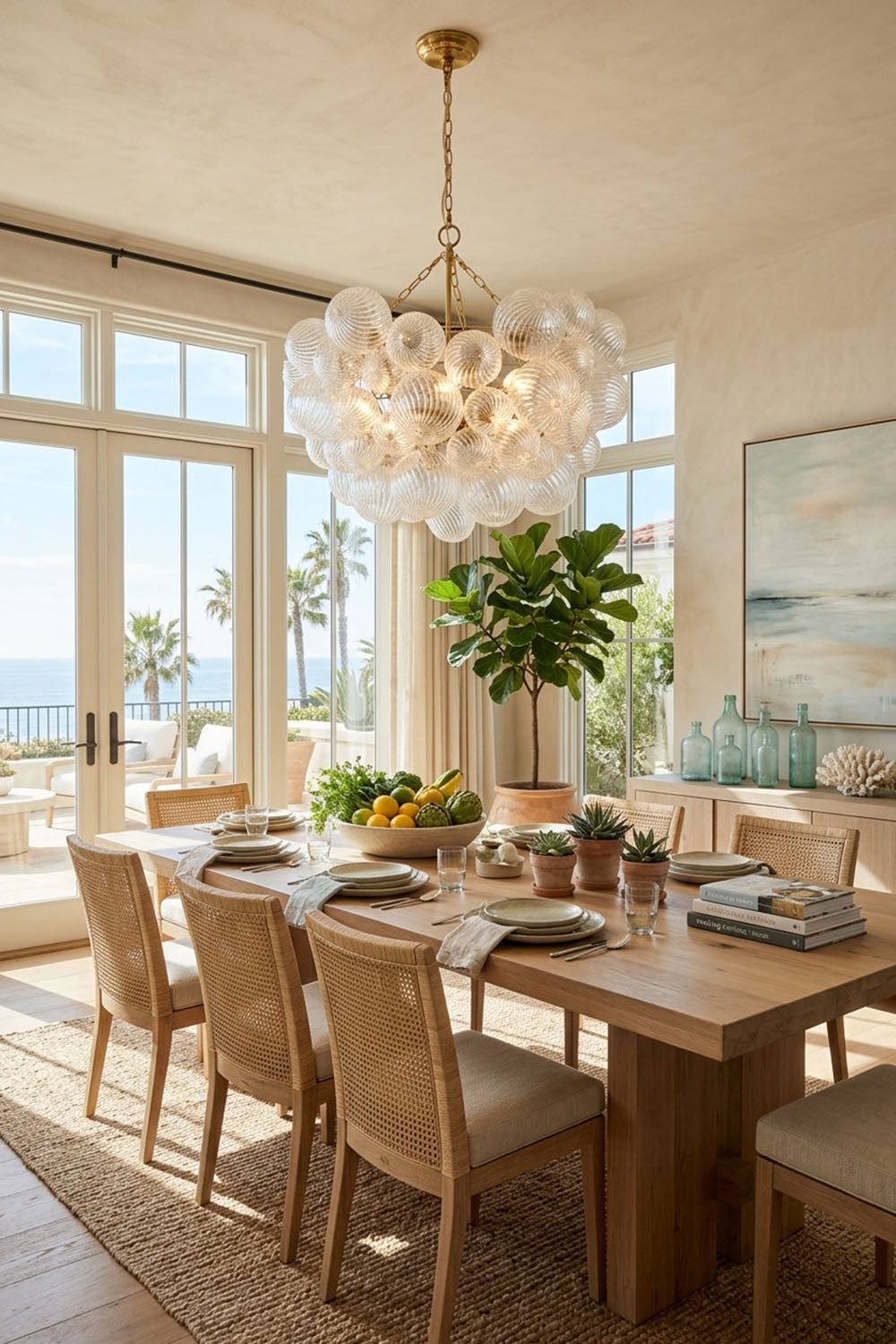 Modern Gold and Clear Glass Sphere Chandelier