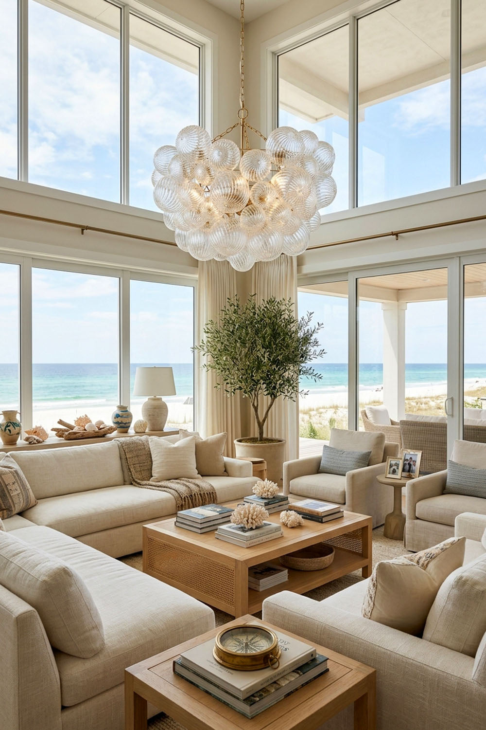 Modern Gold and Clear Glass Sphere Chandelier