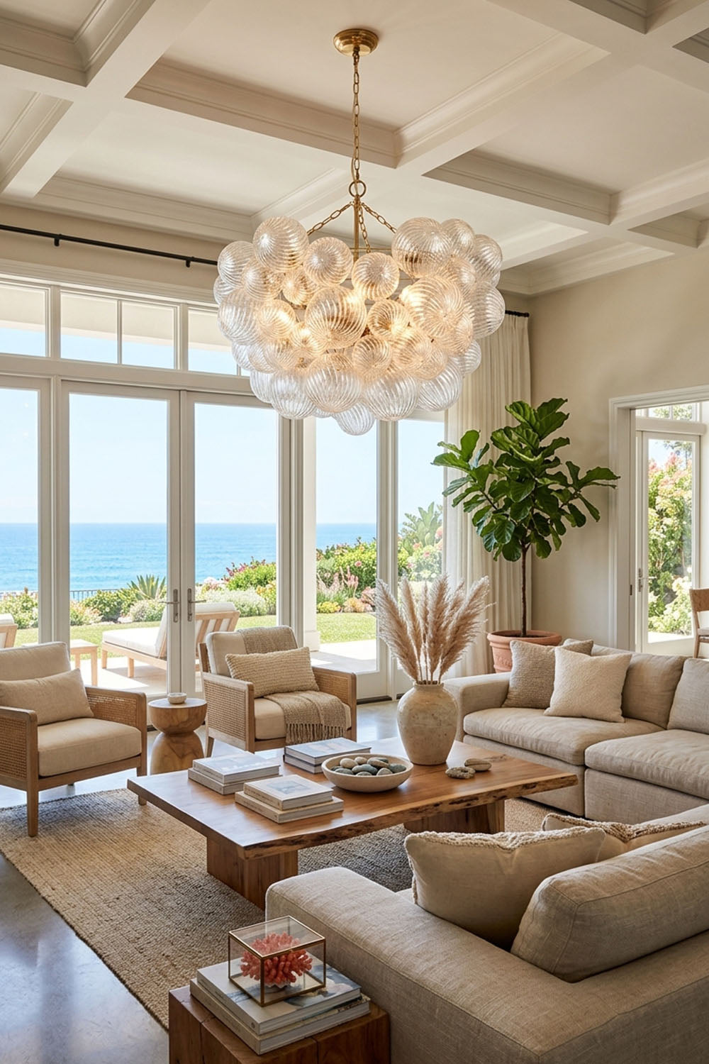 Modern Gold and Clear Glass Sphere Chandelier